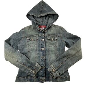 YMI Stylish Denim Jacket - Hooded Jean Jacket - Pockets Button Up Faded - XL
